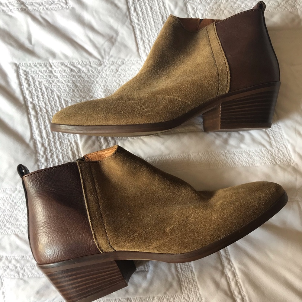 Madewell charley ankle booties tan leather suede